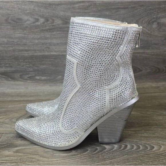 New Azalea Wang Rhinestone Crystal Embellished Cowboy Boots 11 🌟🌟 - Picture 12 of 13